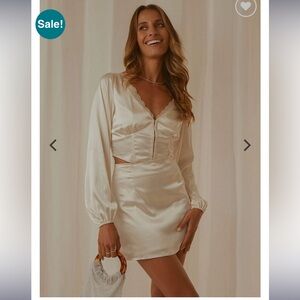 Peppermayo Hearts Beating Mini Skirt – Ivory Size 10